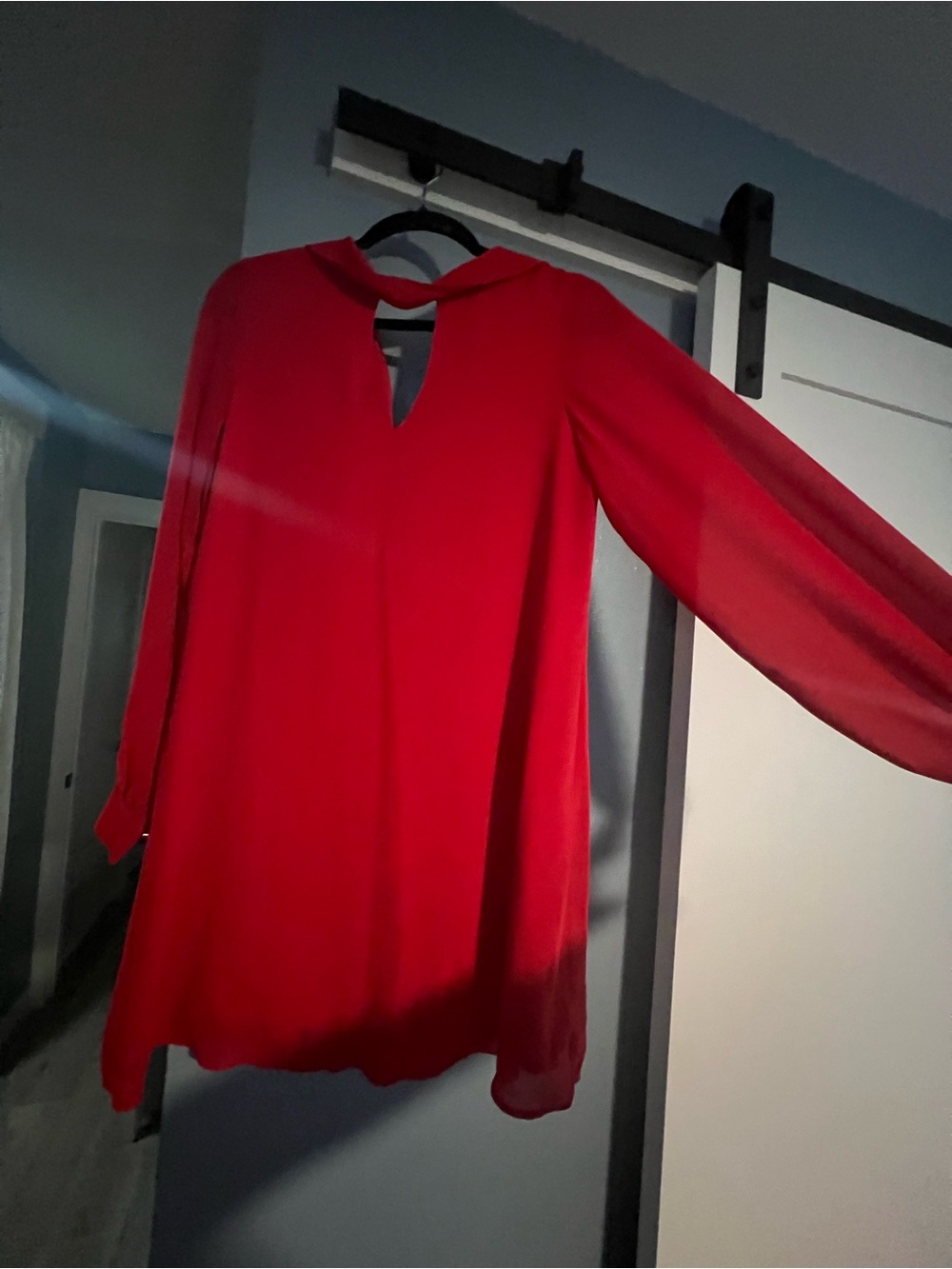 Naked Zebra Red Long-Sleeve Keyhole Tunic